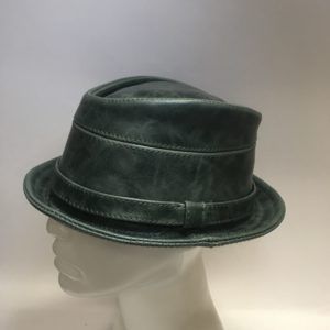 Green Leather Trilby Hat With Band