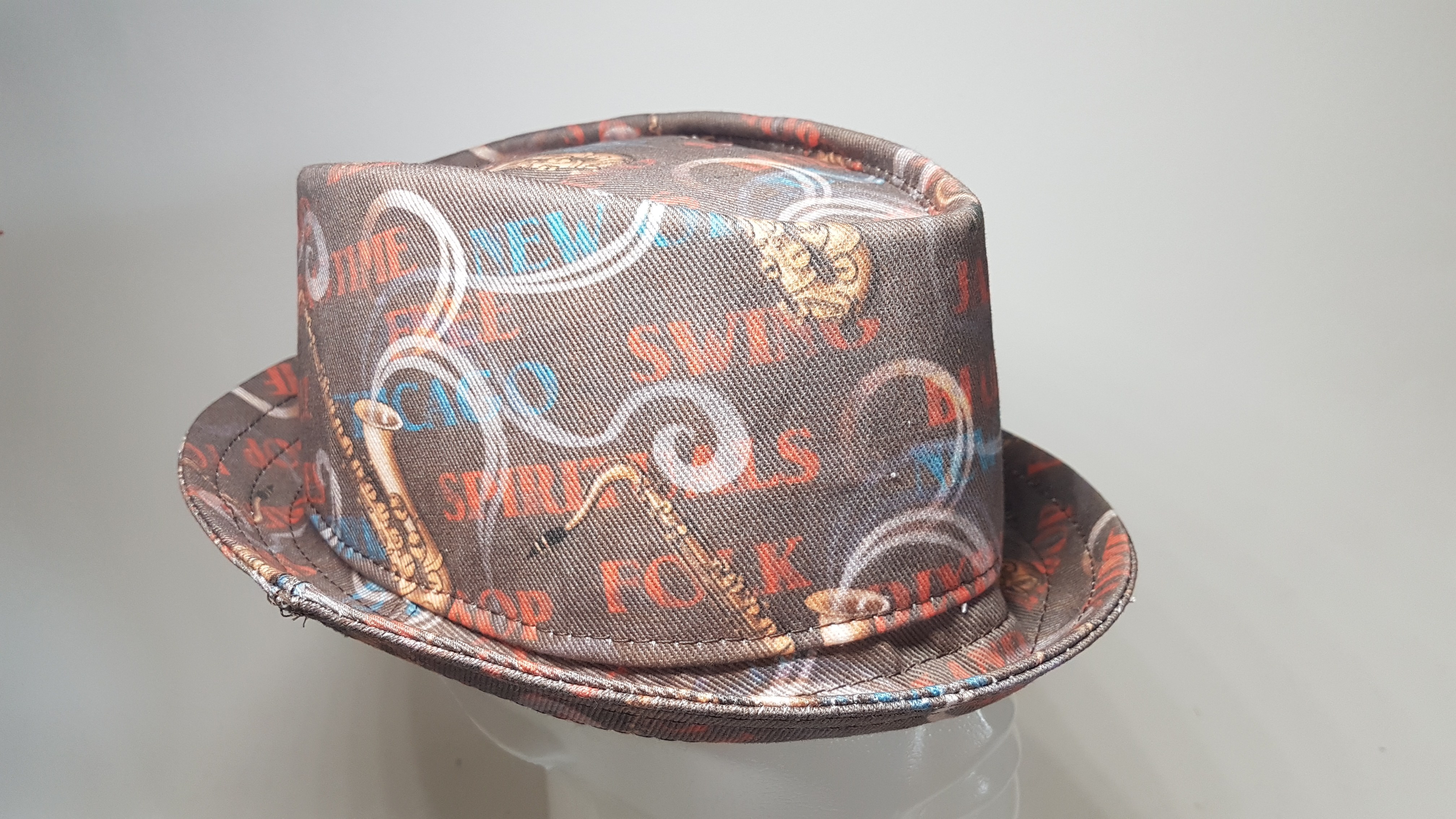 Custom Swirly Smoke Sax Print Trilby Hat