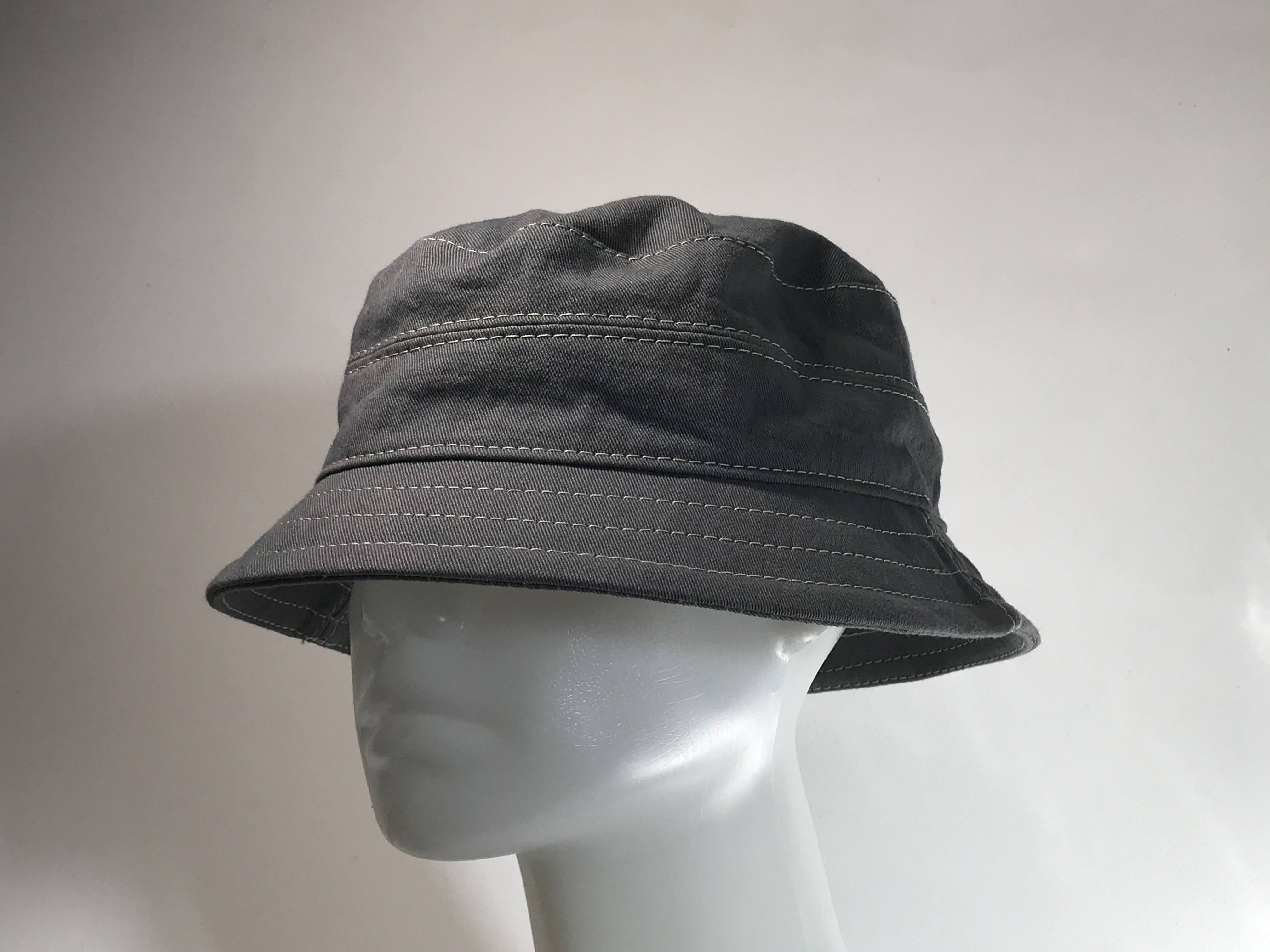 Bucket hat grey cotton drill XL 61 cm. - Jill Corbett
