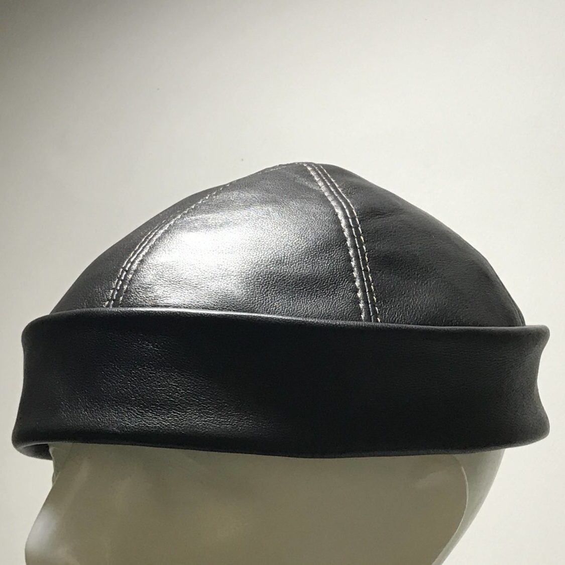 Custom Leather Docker Hat Dark Brown