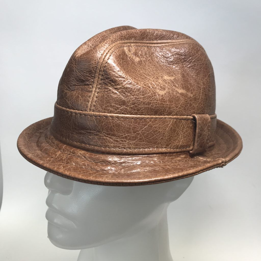 Snatch fedora hat brown leather 54 cm S Jill Corbett The Hattic