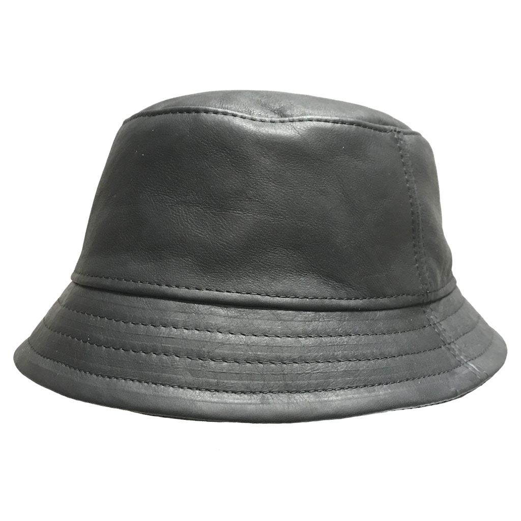 Custom Bucket Hat Black Wax Leather