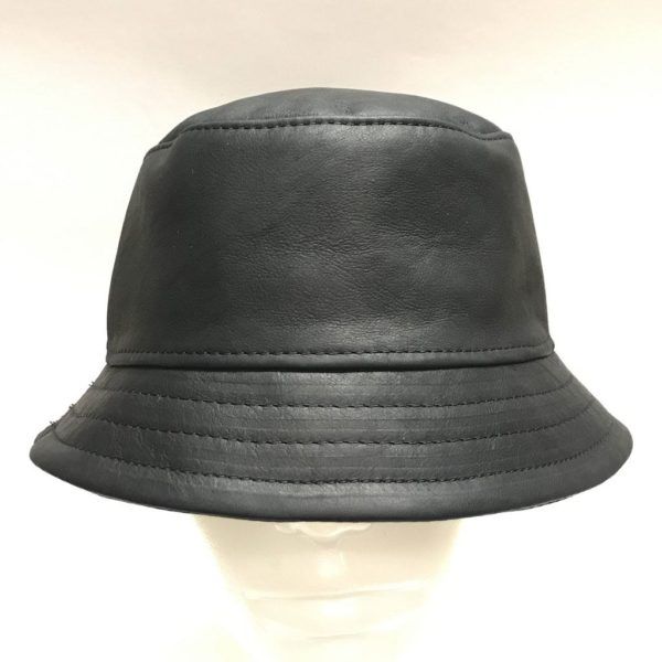 Bucket Hat Black Wax Leather