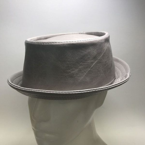 Made To Order Leather Pork Pie Hat Grey