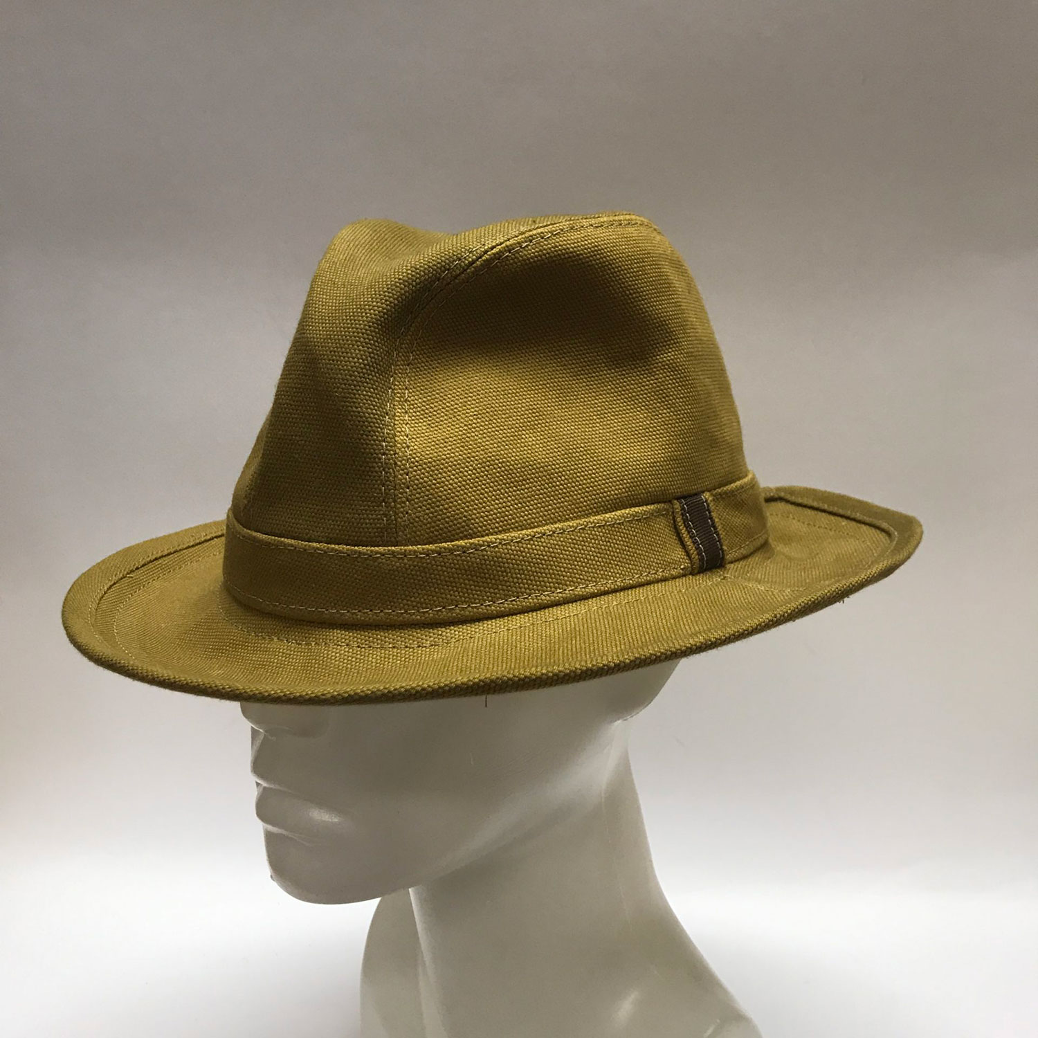 Made To Order Tall Fedora Dry Oilskin Mustard Side