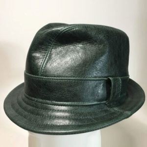 Leather Snatch Fedora in Green- Made to Order Small to XXLarge
