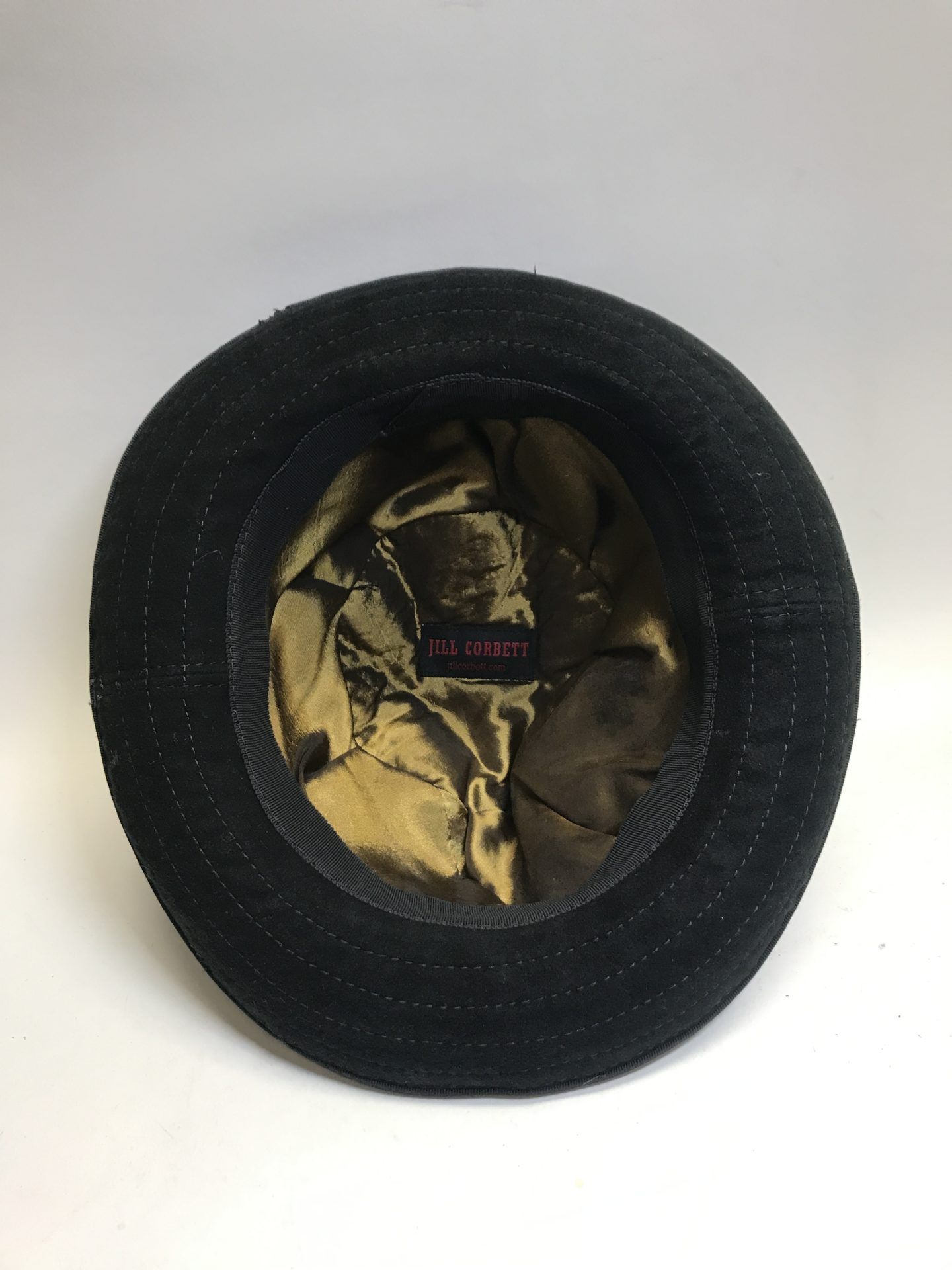 Battered fedora hat black cotton moleskin L 58 cm - Jill Corbett | The ...