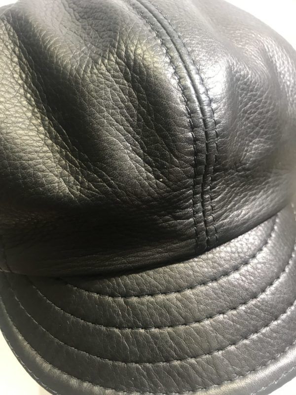 Black leather cap 8 piece L 59 cm