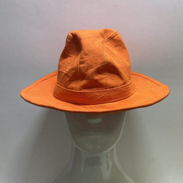 Orange Canvas Fedora Hat on Dummy Made By The Hattic