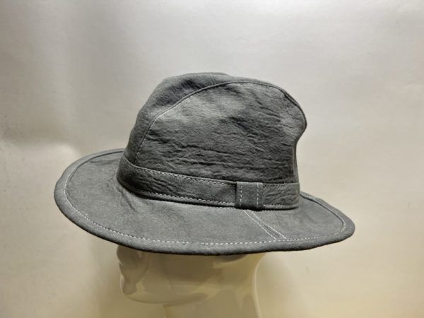 Fedora hat dyed grey cotton canvas M 57 cm