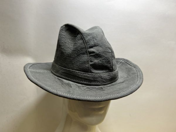 Fedora hat dyed grey cotton canvas M 57 cm