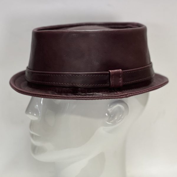 Custom Ox Blood Leather Pork Pie Hat | The Hattic