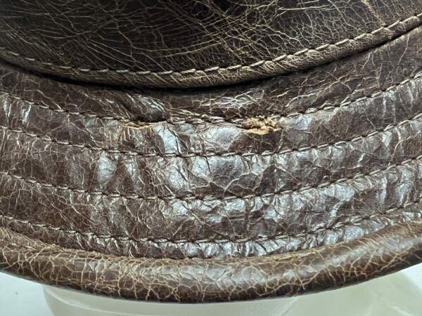 Fedora bound brim cracked brown leather S 54/55 cm Damaged