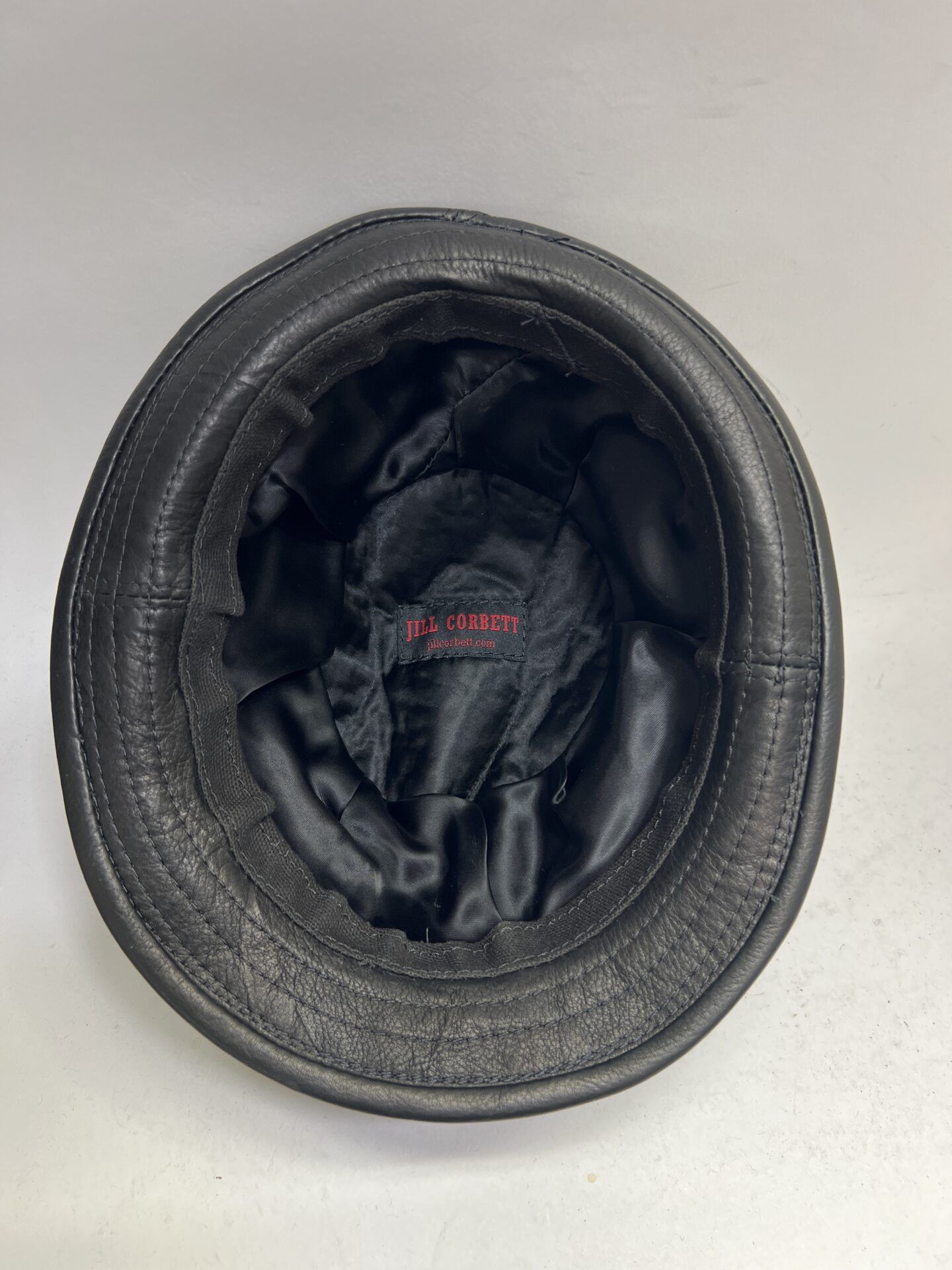 Stingy fedora bound brim premium black leather 59 cm