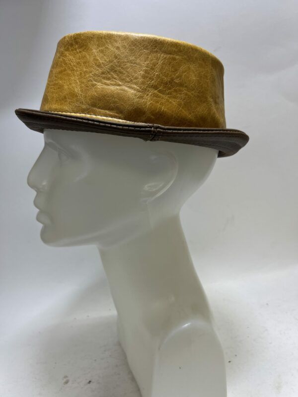 Roll Top Pork Pie Hat Whisky / Brown Leather 55 cm