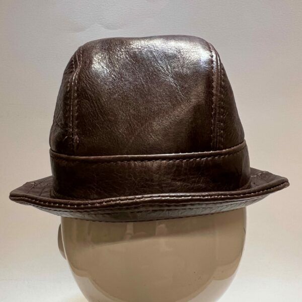 Fedora hat choc brown leather 56 cm slight 2nd