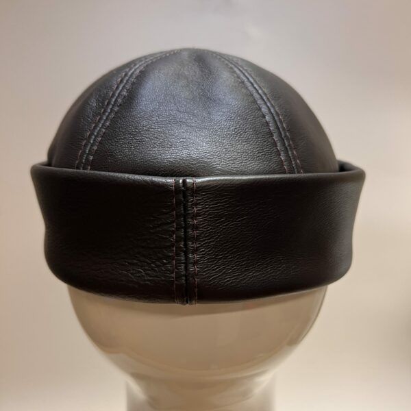 Docker cap dark brown nappa leather L 59 cm