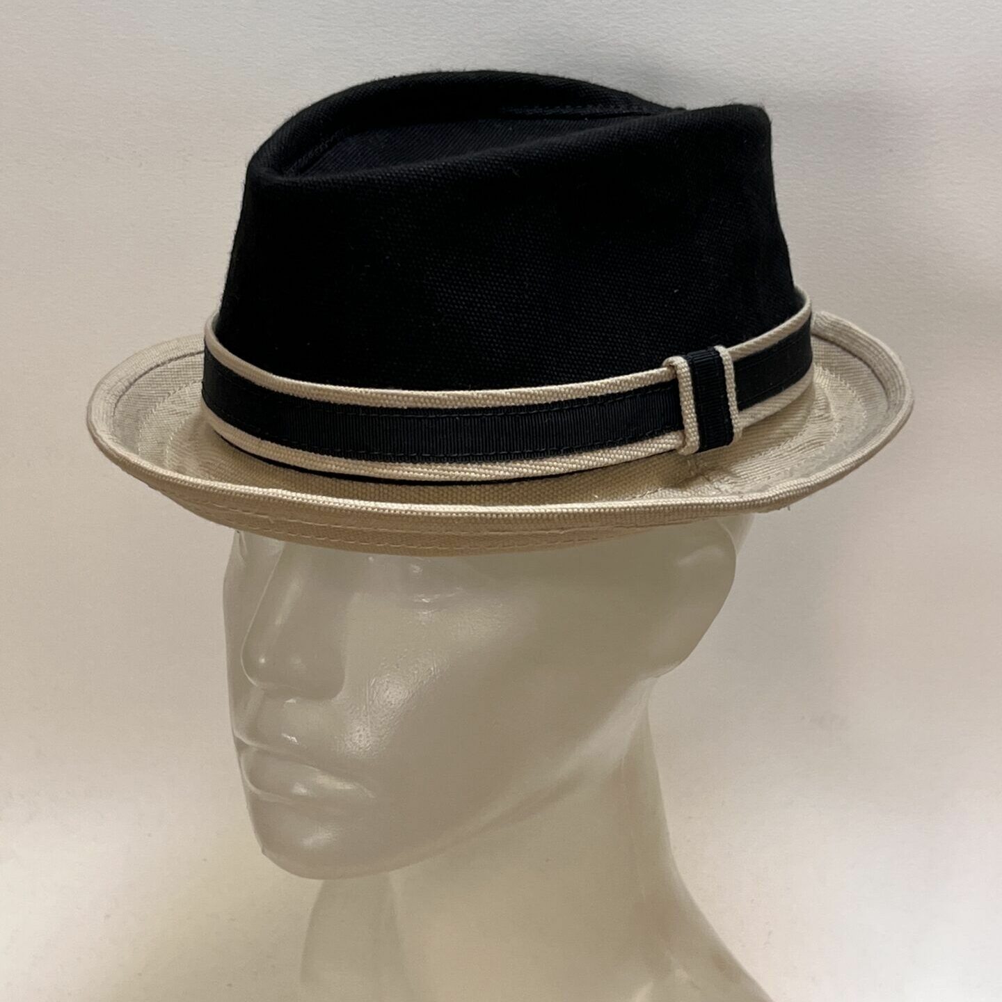 Custom Summer Pinch Trilby Hat black / stone canvas dry oilskin