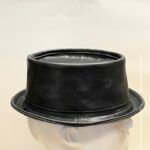 Roll top pork pie hat antique aniline leather black M 57 cm