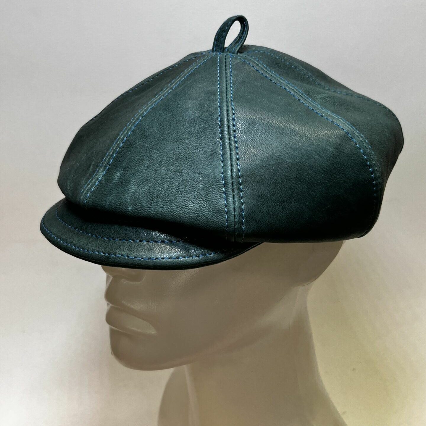 Custom 8 piece cap emerald nappa leather