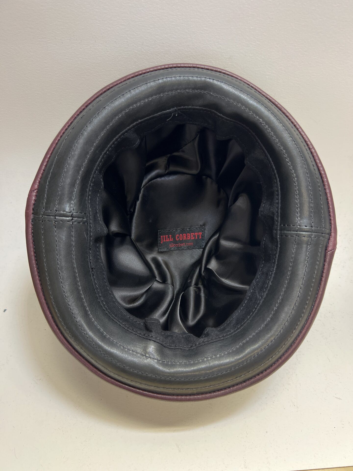 Black Leather Fedora Hat With Bound Brim L 58/59 cm