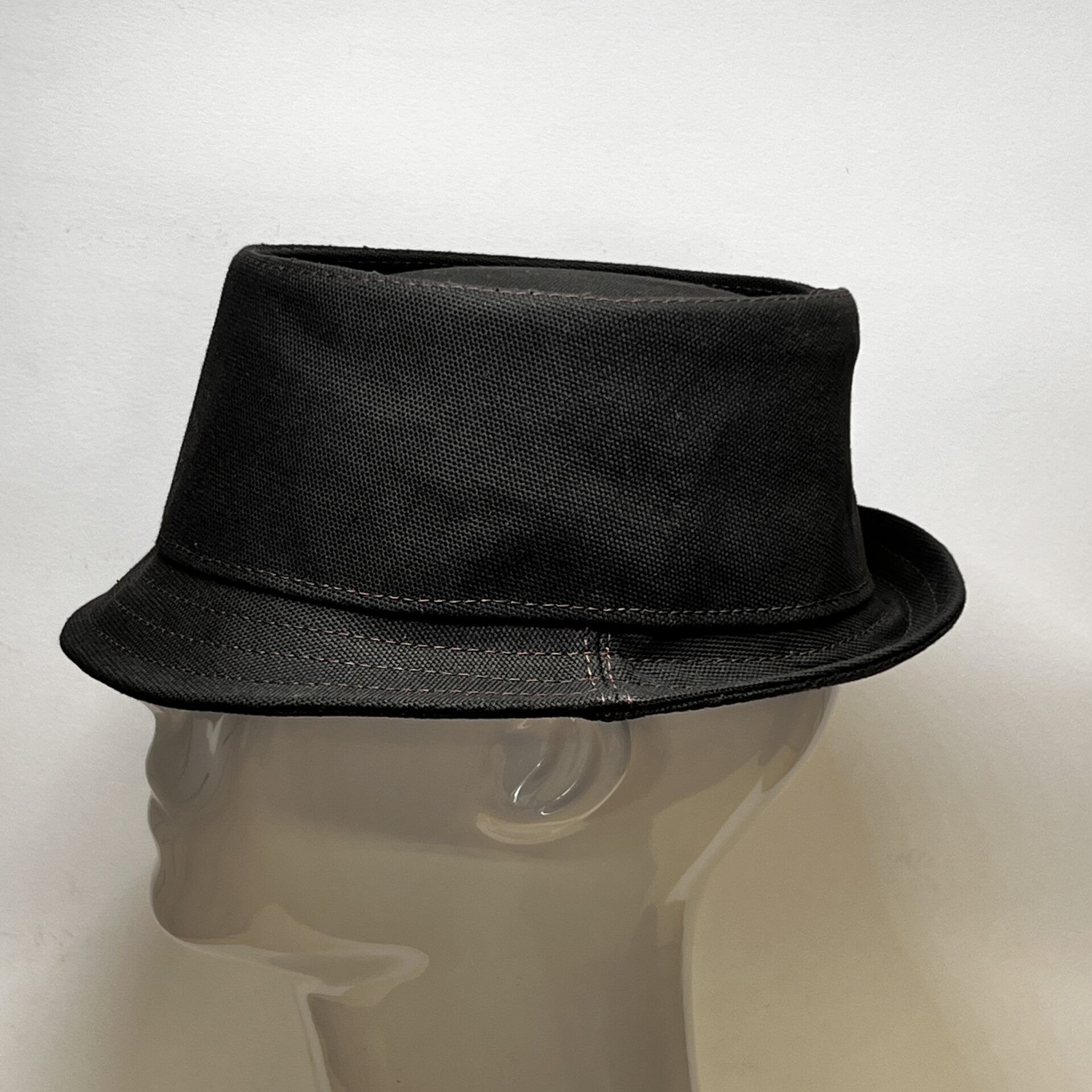 Pork pie hat canvas dark brown 60/61 cm