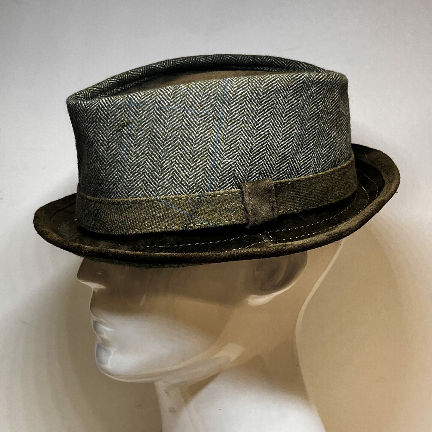 Green Mixed Tweed Pinch Trilby